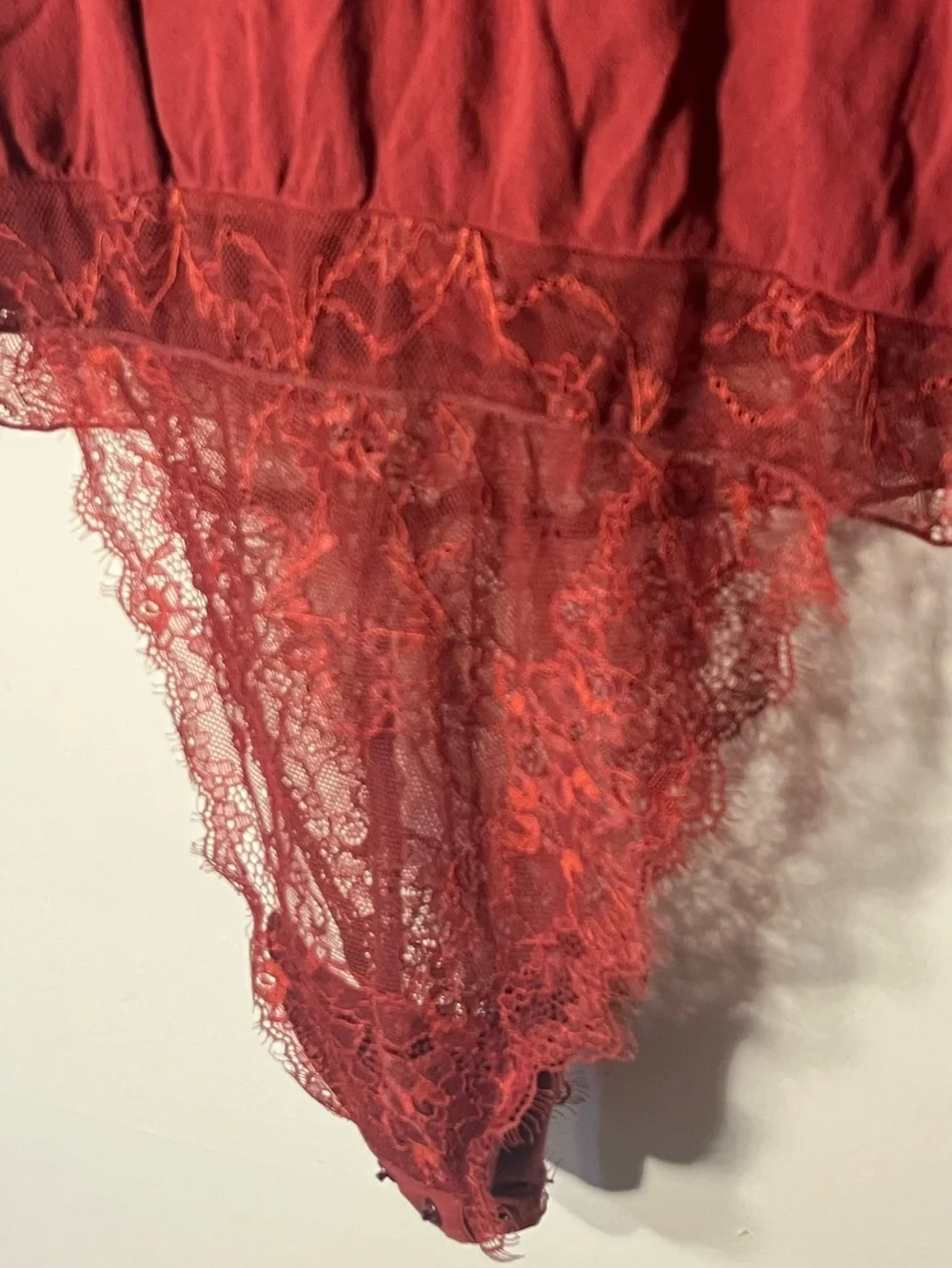 Free People | Elsa Rust Red Long Sleeve Surplice Bodysuit